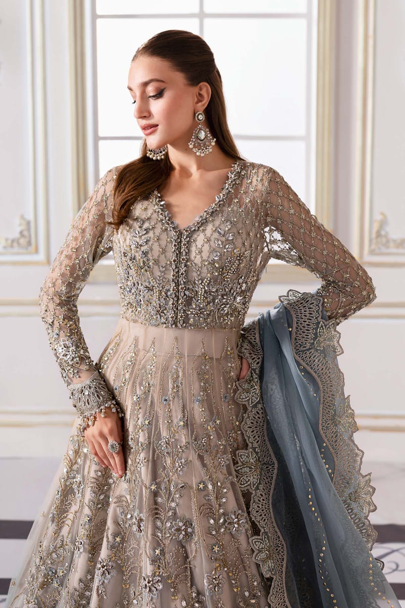 UD-36 Maria B 3 Piece Unstitched Embroidered Net Suit