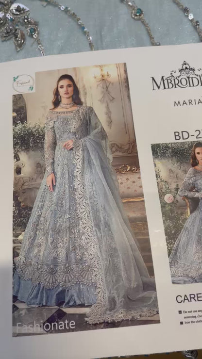 UD-25 Maria.B Mbroidered Fabrics Unstitched Wedding Formal 3Pc Suit